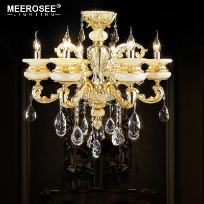 China MEEROSEE Luxury Gold Modern Pendant Lamp Crystal Chandelier Lamp Luster Light Project Lighting For Foyer Lobby Decor MD85420 for sale