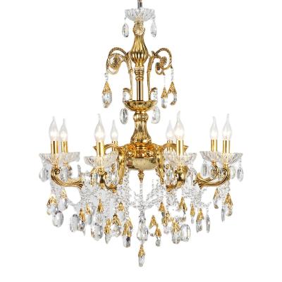 China Meerosee Modern Luxury Chandeliers Pendant Light with K9 Crystal Candle Holder Hanging Suspended Lamp for Living Room Bedroom MD8504-L8 for sale