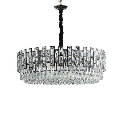 China Meerosee K9 Crystal Mosaic Hanging Lighting Turkish Modern Metal Chandelier Lamps Circular Pendant Light Crystals MD86894 for sale