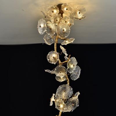 China Modern Decorative Mushroom Lamp Long Meerosee Ceiling Lights Hall Chandelier Clear Crystal Jellyfish Luxury MD96944 for sale