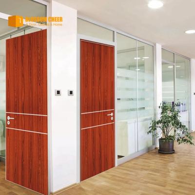 China modern wood aluminum fire doors for entrance aluminum office building wooden door for sale