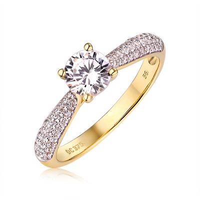 China CLASSIC Jewelry Moissanite Diamond Solitaire Engagement Ring Gold Promise Ring Woman 9K 10K 14K 18K Yellow Gold for sale