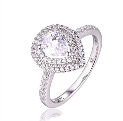 China 925 Sterling Silver CLASSIC Popular Luxury Ring White CZ Wedding Ring For Women for sale