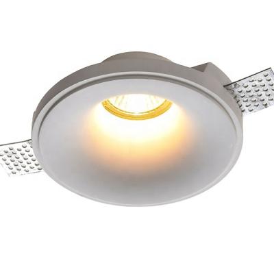 China Modern White Attractive Round Hour Ceiling Recessed Trimless Plaster GU10 Led Lamps Gypsum Downlight for sale