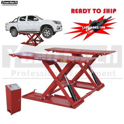 China YuanMech L7100 USA Specification Midrise Portable Automotive Low Profile 1100mm Low 3 Ton Scissor Car Lift 3000kg for sale