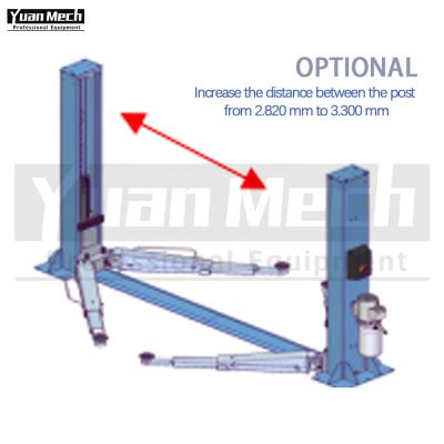 China YuanMech F4033MM two post lift floor connection with three-stage on short arms and three-stage on long arm 4T for sale