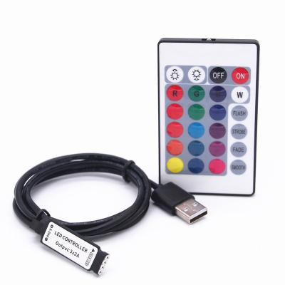 China RGB Led Strip Lighting 5V USB Led Controller 24keys 4 Pin Dimmer Infrared Remote Control For RGB Led Strip 5050 for sale