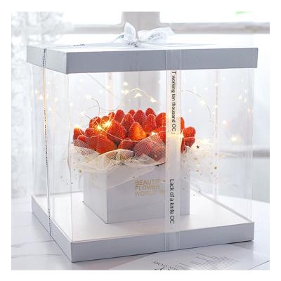 China Recycled Materials Wholesale Clear Plastic Bouquet Packaging With Lid Rectangle Luxury Gift Boxes For Flowers for sale