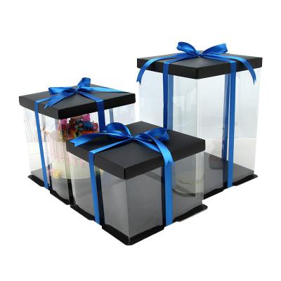 China Disposable Customizable Plastic Transparent Cake Square Food Clear Packaging Box Gift Packaging Plastic Boxes for sale