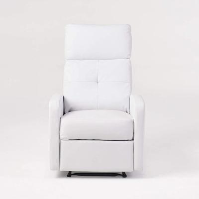 China Modern Concise Multi-position Backrest Recliner Manual Living Room Sofa Chair Comfortable Seating White Leather Extendable for sale