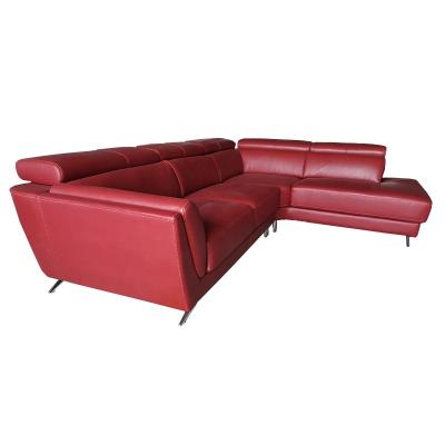 China Modular leather corner L type three sofa special red simple living room comfortable leisure furniture design wholesale for sale