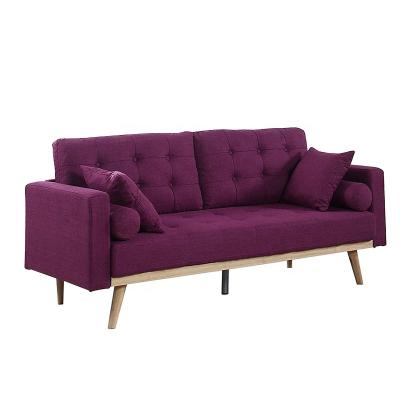 China Simple Design Plain Color Fabrics 3 Modular Modern Sofa Back Of Chair Sofa Wooden Leg Fabric Art Purple Living Room Sofa for sale