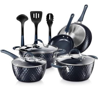 China Diamond 11pcs Sustainable New Design Aluminum Nonstick Pots And Pans Cookware Sets for sale