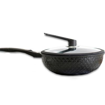 China Sustainable 30cm Non Stick Granite Wok Light Smokeless Pan With Lid for sale