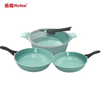 China Viable 4Pcs Set Die Casting Nonstick Frying Pan Pot Cookware Set for sale