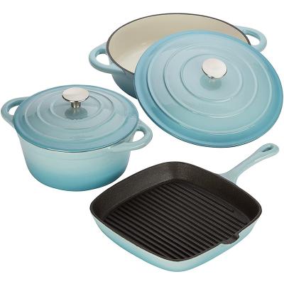 China Viable Light Green Heavy Die-Cast Cookware Non-Stick Pan Set for sale