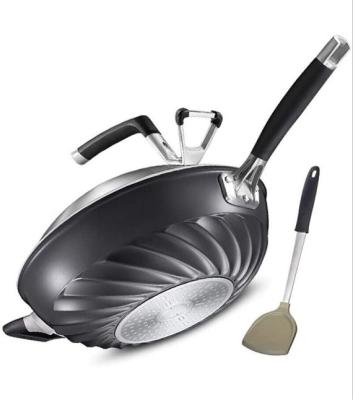 China Durable Self-supporting Chinese Handle Cast Aluminum Non-Stick Pan Wok for sale