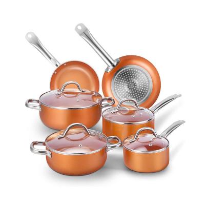 China Viable Hot Aluminum Cooking Pot Pan Non Stick Cookware Set Sale Ceramic Coating for sale