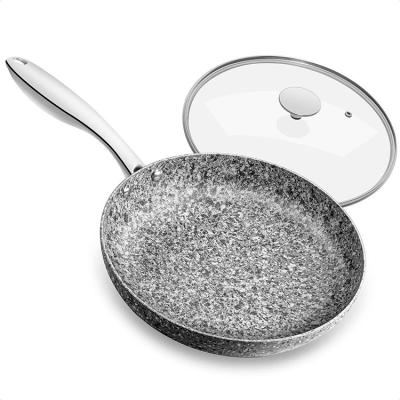 China 24cm Induction Granite Slidable Bottom Non-Stick Frying Pan With Lid for sale