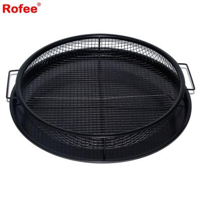 China Viable Black Round Crisper Tray Crisper Stainless Steel Stainless Steel Cooking Basket With Carbon Steel Pan for sale