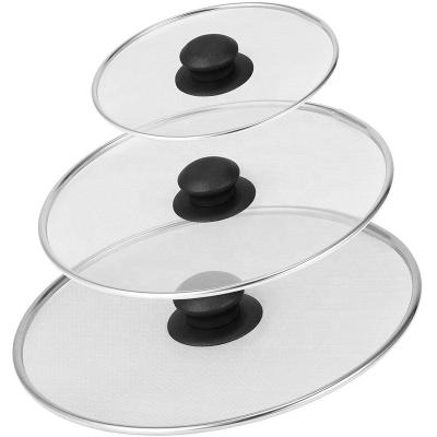 China High Quality Sustainable High Grade Transparent Tempered Glass Lid Flat Cover For Cookware Pot Fry Pan for sale