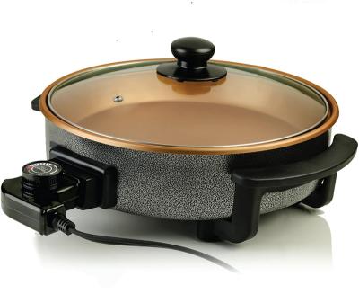 China Nonstick Coating 12 Inch Electric Skillet Grill Nonstick Aluminum Coating Pan With Lid Glass Cover for sale