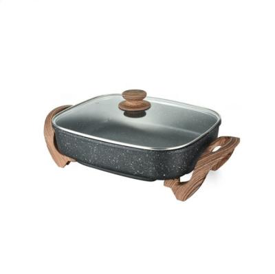 China Square Nonstick Aluminum Electric Table Nonstick Coating Personal Electric Grill and Hot Pot for sale