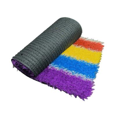 China Colorful Purple Green Blue Red Rainbow Carpet Kindergarten Kindergarten Quality Kindergarten Artificial Grass for sale