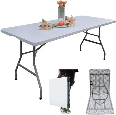 China Wholesale White Portable Easy Carry Table Outdoor Garden 6ft Camping Plastic Folding Table For Event for sale