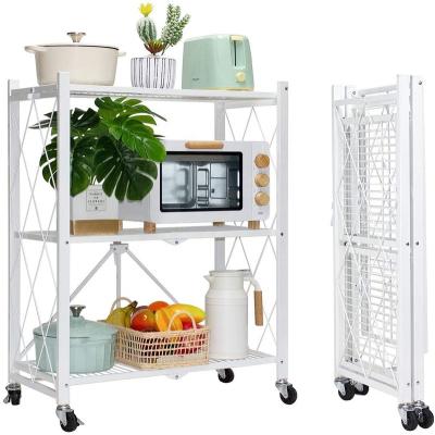 China Corrosion Protection 3 Tier Boltless Metal Shelf Kitchen Storage Rack Folding Garage Storage Shelving Unit Portable Racking for sale