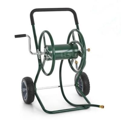 China 70m Adjustable Steel Metal Tender Double Wheel Garden Water Hose Reel Trolley for sale