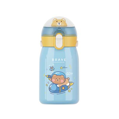 China Outdoor Handle Water Bottle Silicon Stocked Stainless Steel With Straw Kids for sale