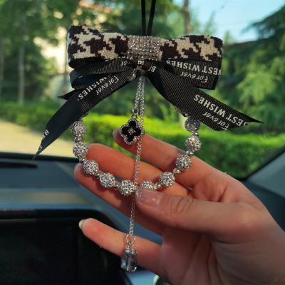 China Cute Car Accessories Luxury Cute Car Tail Ornament Rearview Mirror Hanging Pendant for sale