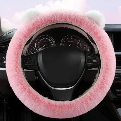 China Fashion Cute Car Anime Cartoon Central Institute of Statistics Designer Hubcap Designer Universal Steering Wheel Fur Steering Wheel Cover for sale