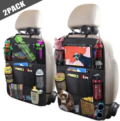 China Sports Factory 2 Pack Custom Logo Car Backseat Organizer With Touch Screen Storage Pockets Kick Mats Car Seat Back Protectors for sale