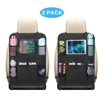 China Eco-friendly Black Car Sports Car Backseat Organizer Polyester Car Backseat Organizer With Pocket For Water Rocker Tablet Holder Pouch for sale