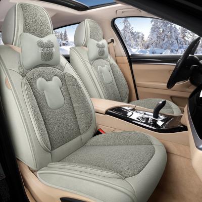 China Fashion Five-Seater Luxury Car Seat Cover Cute Rhombus Plush Full Set Auto Car Seat Saddle Cover To Protect The Ca for sale