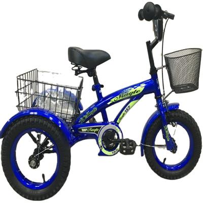 China Blue Rim 12inch Tricycle Kids Tricycle With Rear Basket for sale