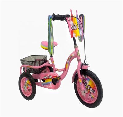 China 2022 Luxury New Type Dummy Three Wheels Design Pink Girl Tricycle With Trolley And Plate Steel Basket for sale