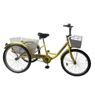 China 2022 new design luxury tricycle 24inch unisextype dummy three blue wheels with trolley single speed for sale