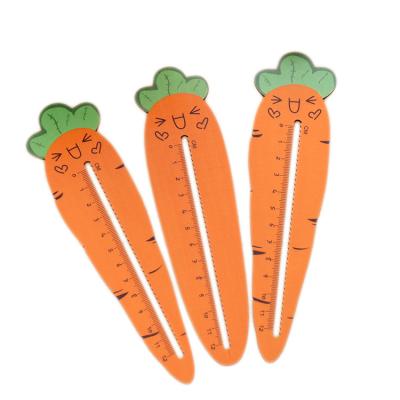 China Wholesale Cute Carrot Design New Cartoon Wooden Ruler Stationery Student Measuring Multifunctional Ruler for sale