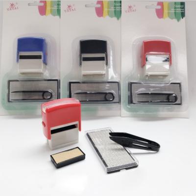 China Fashion alphabet diy self inking stamp kit textile cloth fabric rubber stamp set letter clothing kids name stamps case handle for sale