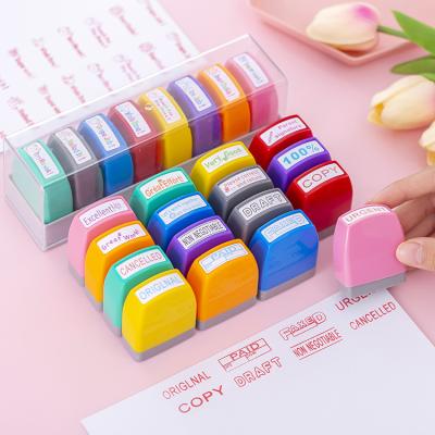 China Children's Toy Cartoon Stamp Teacher Custom OEM Stationery Office Puncher Instant Self-Inking Round Rubber Stamp for sale