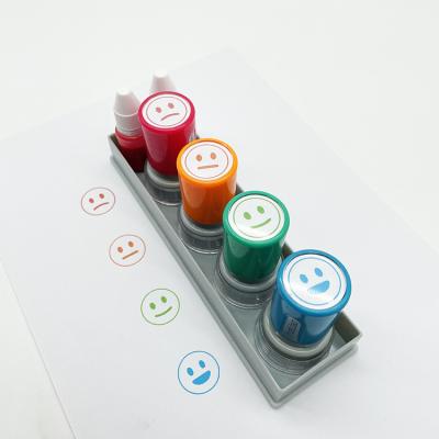 China Office Face Round Smile Crying Instant Self Inking High Quality Stamp Customize Logo 20mm 25mm Teacher Stamp Set for sale