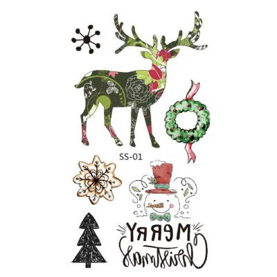 China Lovely Face Temporary Stickers Christmas Temporary Tattoos For Kids New Fashionable Christmas Body Tattoo Sticker Wholesale for sale