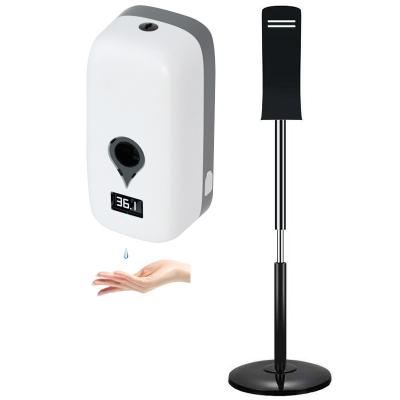 China Foam Soap Dispenser 2022 New Design Gel Touchless Hand Sterilizer With Movable Thermometer Soap Dispenser Floor Stand Bracket for sale