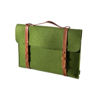 China Fashionable Degradable 15.5 Inch Briefcase Laptop Bags Wool Felt Eco-friendly Leather Handle Factory Business Eco-Friendly for sale