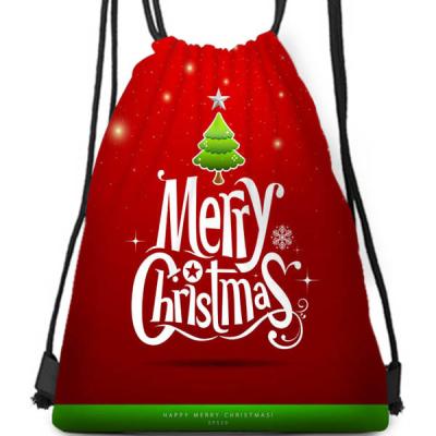 China Digital Custom Print Fashoion Christmas Red Eco Friendly Polyester Backpack / Sports Drawstring Promotion Gym Bag Nylon Gift Bag for sale