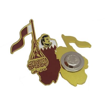 China 2021 Map of Europe Qatar with Sheikh Magnetic Pin Qatar National Day Pin Badge for sale