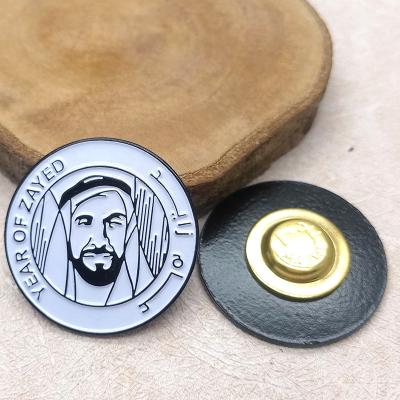 China Lapel Pin Custom Metal Uae Sheikh Zayed Badge Europe UAE National Day Magnet for sale